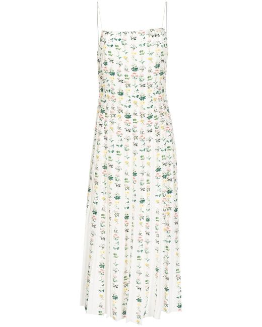 Adam Lippes floral-print pleated silk dress