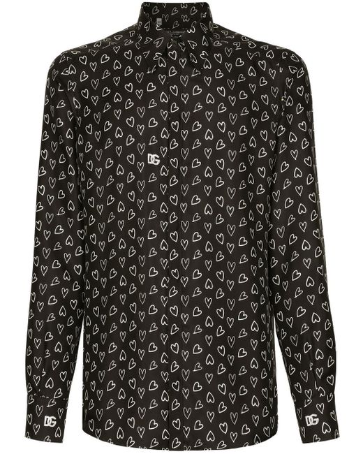 Dolce & Gabbana heart-print silk shirt