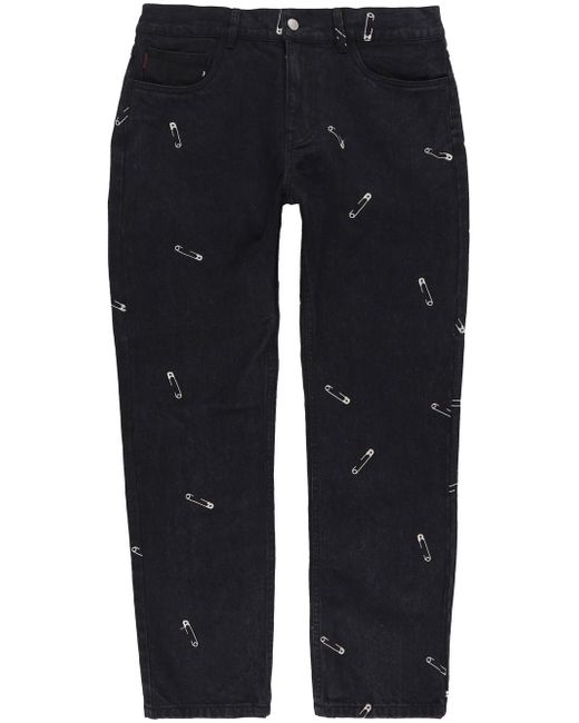 Pleasures safety-pin straight-leg jeans