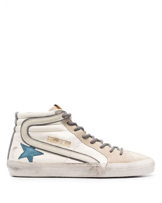 Golden Goose leather distressed high-top sneakers