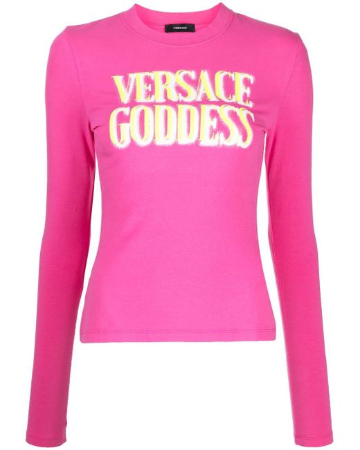 Versace slogan-print long-sleeve T-shirt
