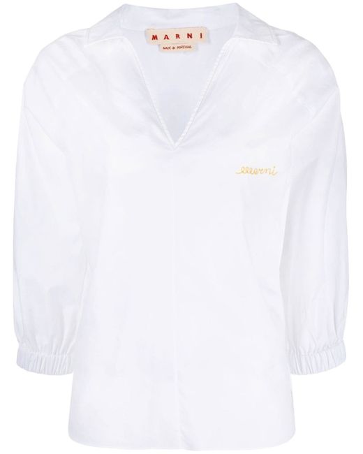 Marni V-neck cotton blouse
