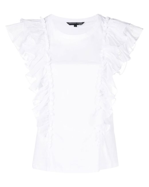 Veronica Beard ruffle-detail cotton T-shirt
