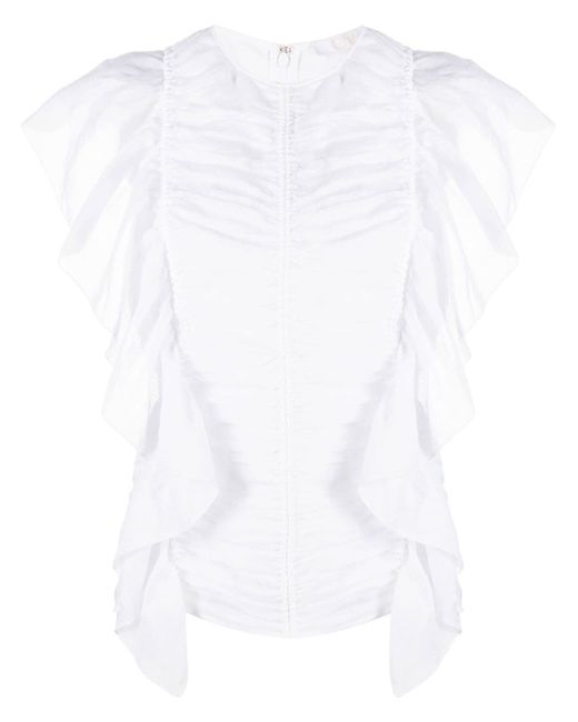 Chloé flutter-sleeves ruffled blouse