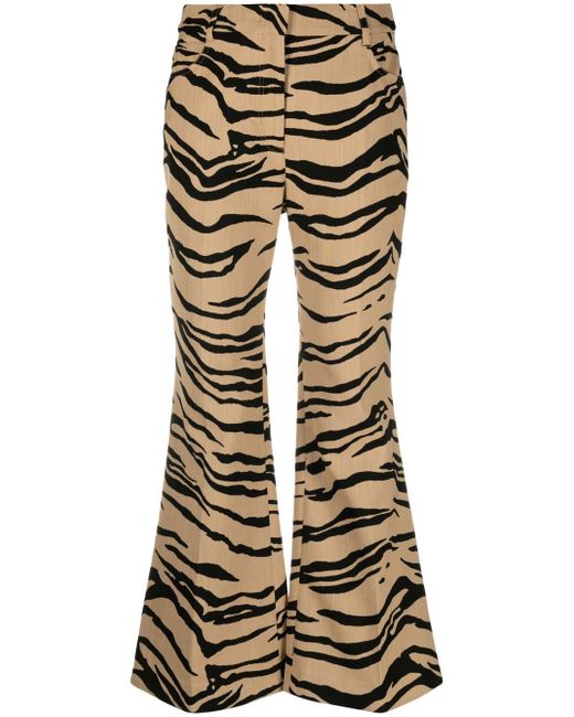 Stella McCartney tiger-jacquard cropped flared trousers