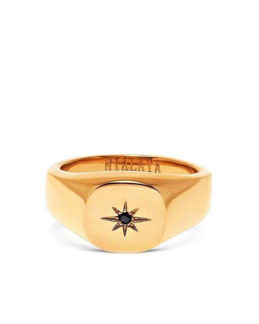 Nialaya Jewelry Skyfall Starburst signet ring
