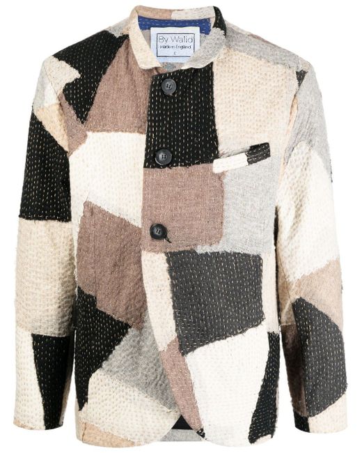 By Walid patchwork wool jacket