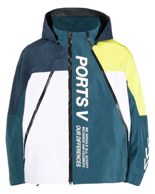 Ports V logo-print zip-up hooded jacket
