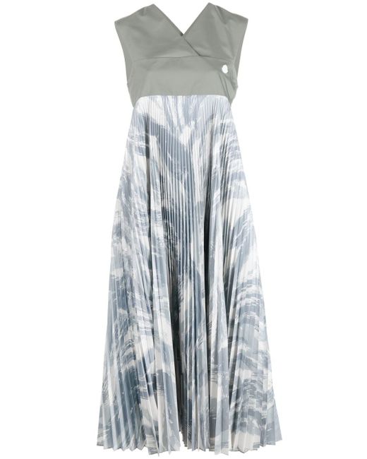 Moncler x HYKE abstract-print pleated maxi dress