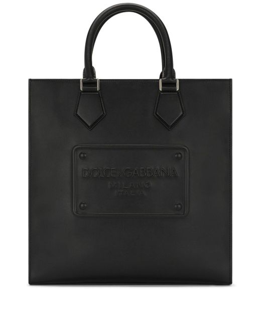 Dolce & Gabbana logo-patch leather tote bag