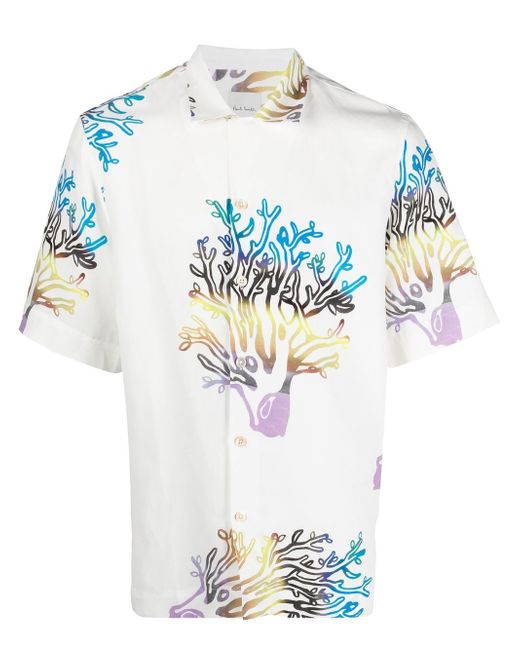 Paul Smith coral-print short-sleeve shirt
