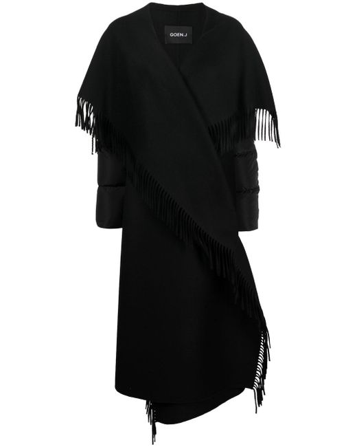 Goen.J quilted down fringed coat