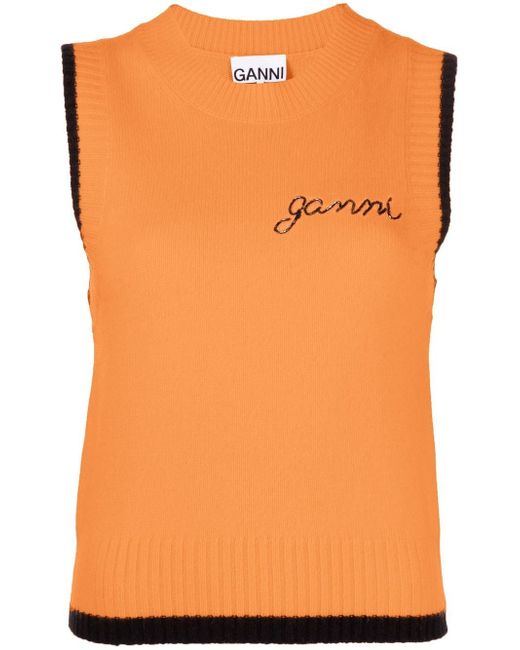 Ganni sleeveless wool-blend top