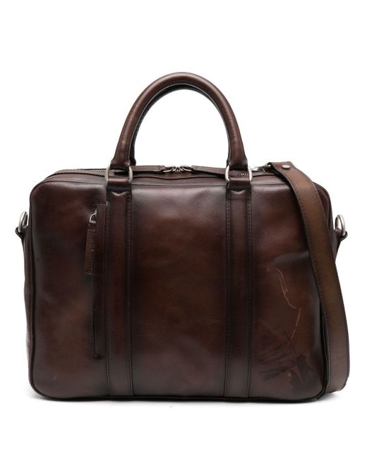 Officine Creative zip-up leather briefcase