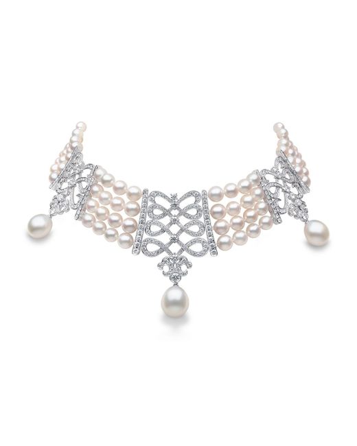Yoko London 18kt white gold Regency pearl and diamond necklace