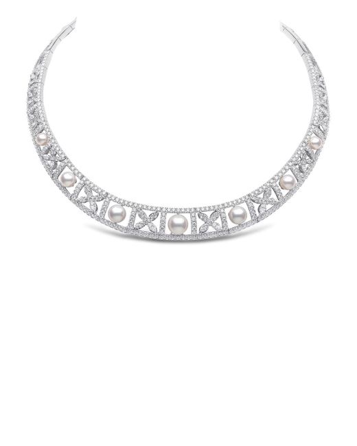 Yoko London 18kt white gold diamond and pearl necklace