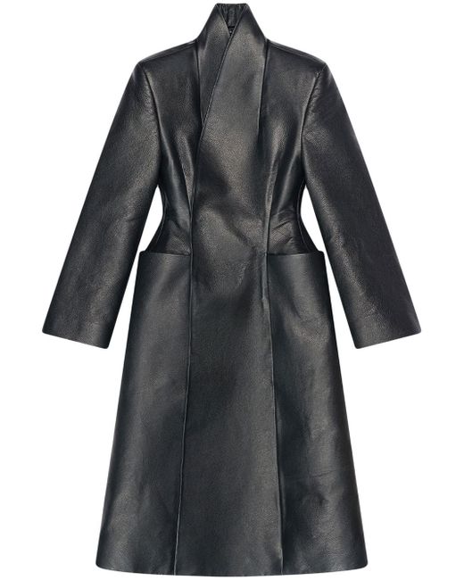 Balenciaga fitted-waistline leather coat