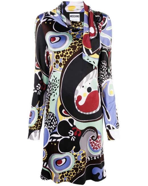 Moschino abstract-print midi dress