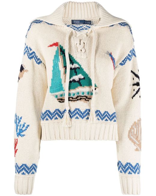 Polo Ralph Lauren intarsia-knit spread-collar jumper