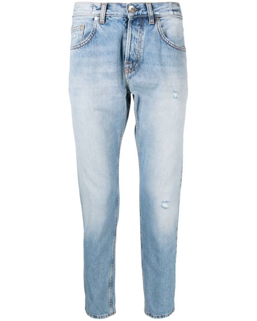 Eleventy stonewashed tapered-leg jeans