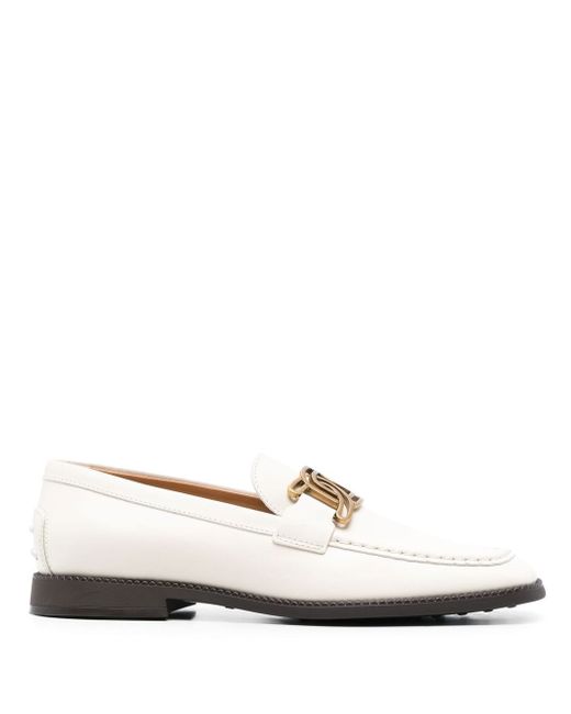 Tod's leather chain-link detail loafers