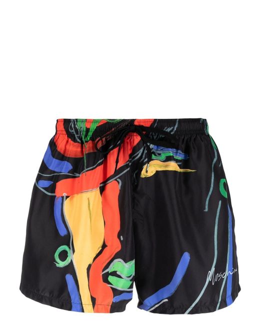 Moschino abstract-print drawstring swim shorts