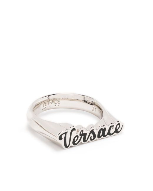 Versace logo-engraved ring
