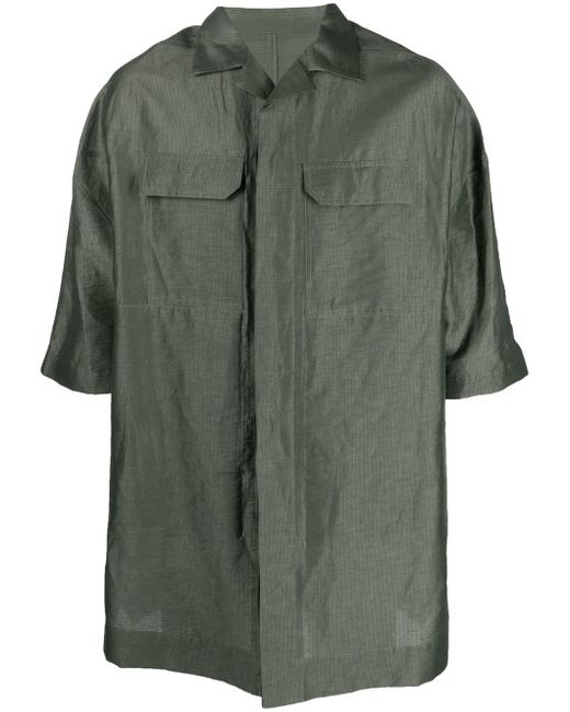 Rick Owens shimmer-finish short-sleeved shirt
