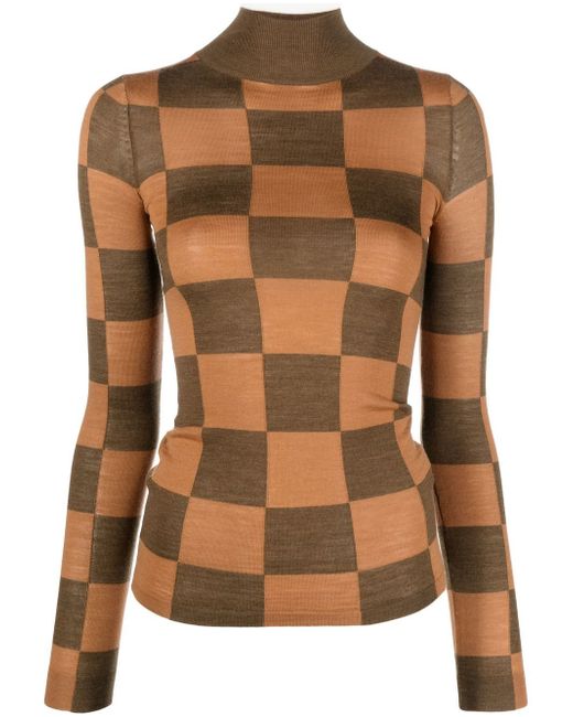 Nanushka checkerboard-pattern long-sleeve top