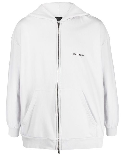 Balenciaga reverse-logo zip-up hoodie