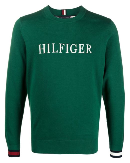 Tommy Hilfiger intarsia-knit logo crew-neck jumper
