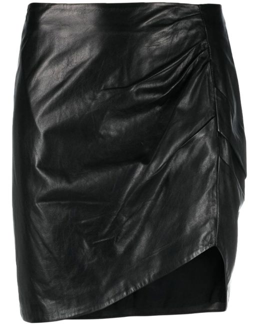 Iro ruched side-slit leather skirt