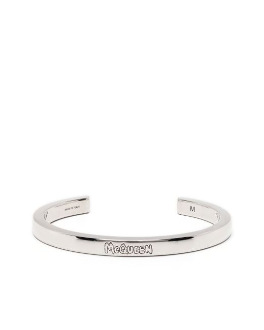 Alexander McQueen engraved-logo cuff bracelet