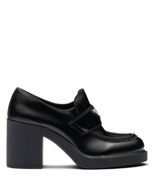 Prada brushed leather 85mm heeled loafers