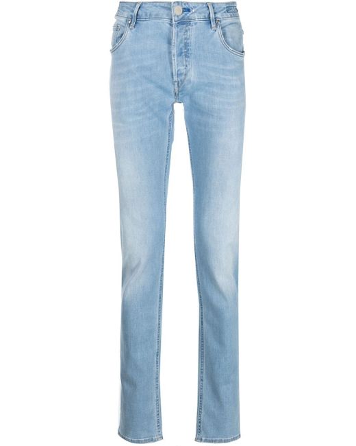 Hand Picked logo-patch straight leg jeans