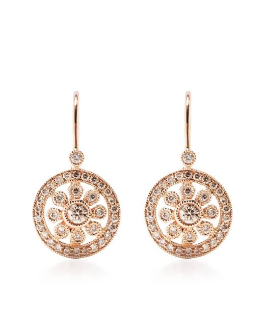 Wouters & Hendrix 18kt rose Rosette diamond drop earrings