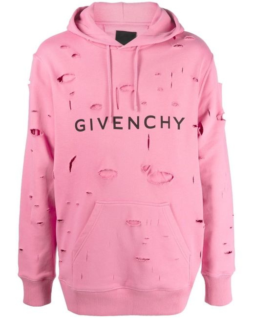 Givenchy logo-print distressed hoodie