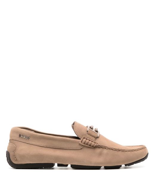 Bally logo-plaque almond toe loafers