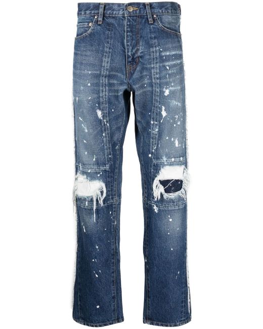 Facetasm paint-splatter distressed jeans