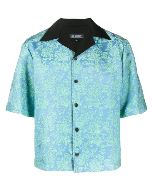 Av Vattev floral-jacquard camp collar shirt