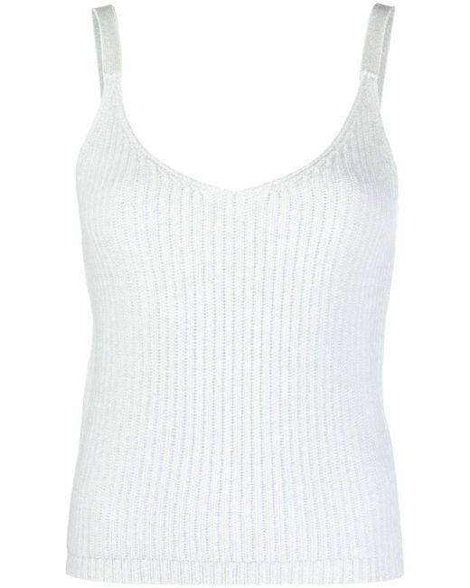 Allude ribbed-knit cashmere top