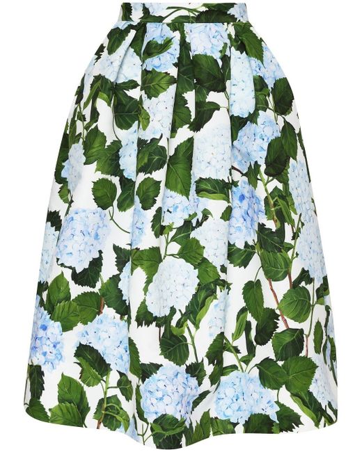Oscar de la Renta floral-print belted midi skirt