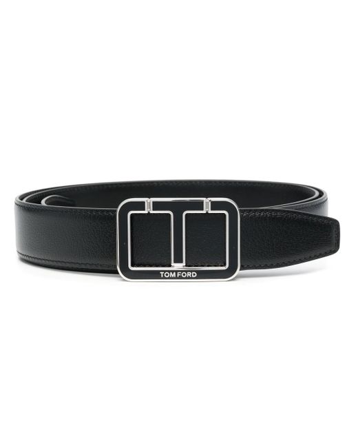 Tom Ford leather logo-print buckle belt