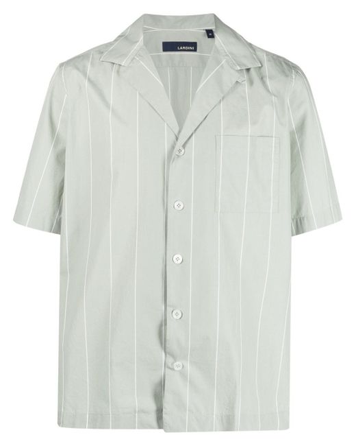 Lardini notched pinstripe short-sleeve shirt