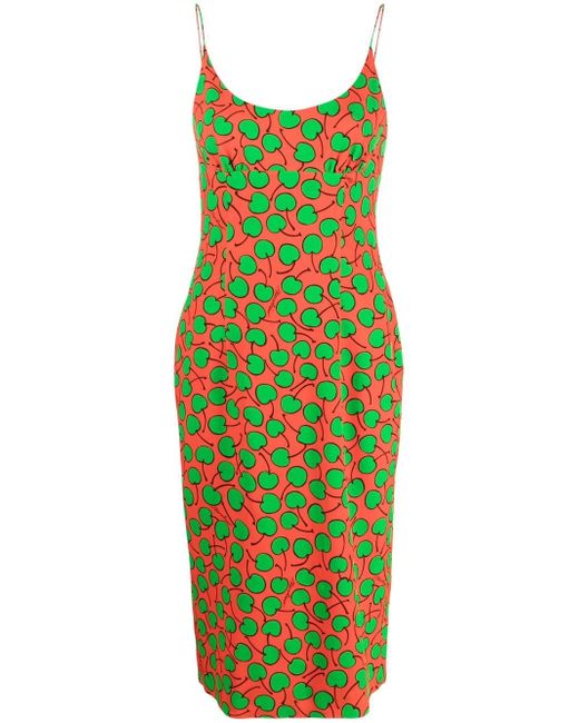 Moschino apple-print sleeveless midi dress