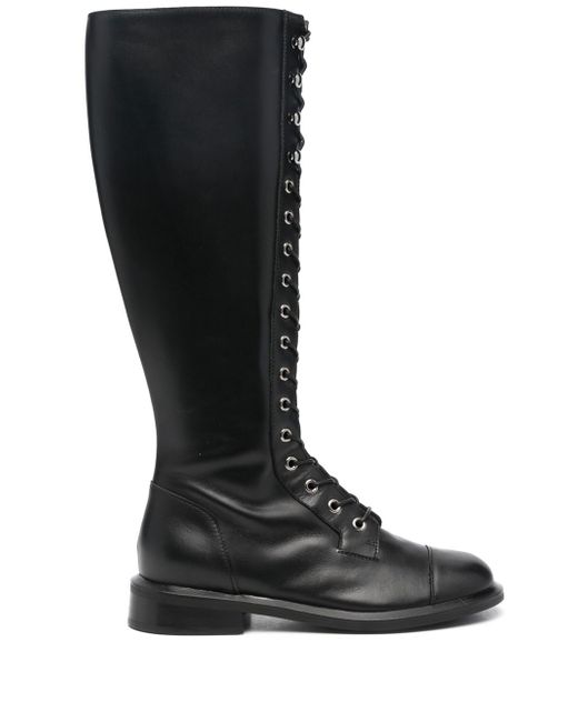 Emporio Armani knee-high leather lace-up boots