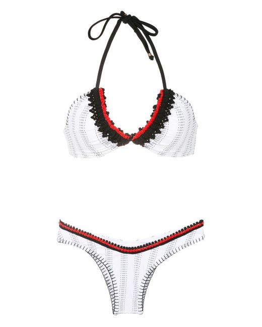 Amir Slama striped crochet-trim bikini set