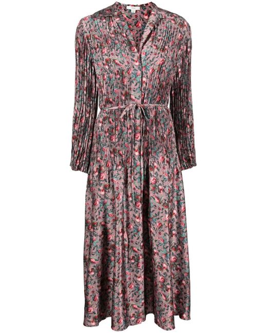 Vince Berry Blooms pleated shirt dress