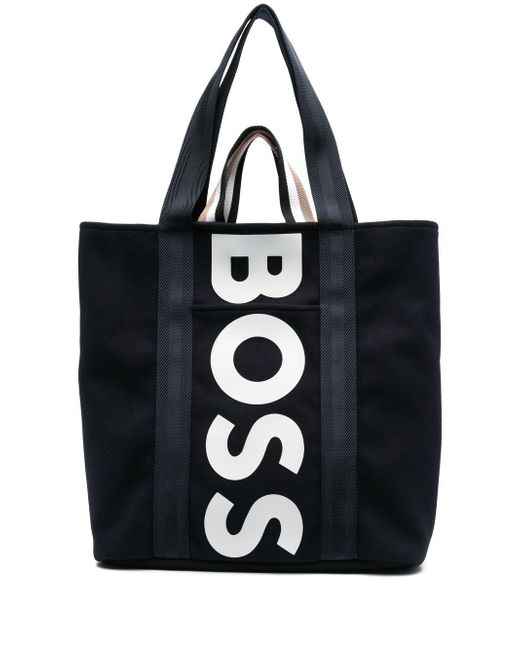 Boss logo-patch tote bag