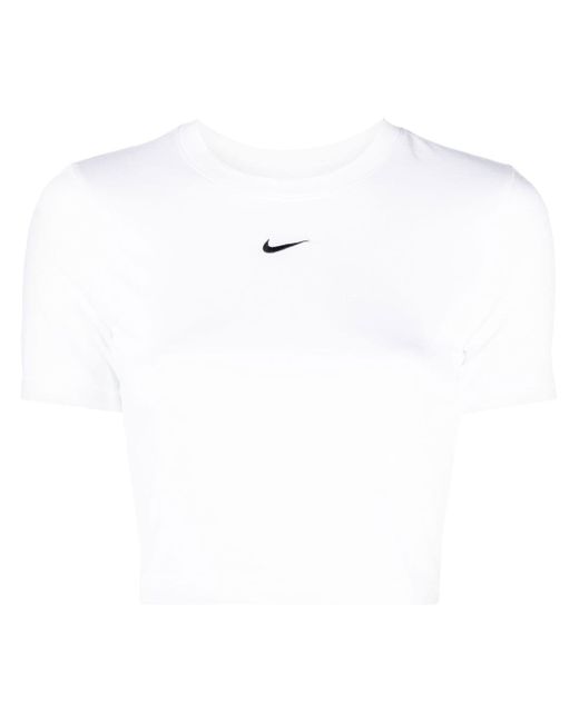 Nike Swoosh logo-print cropped T-shirt